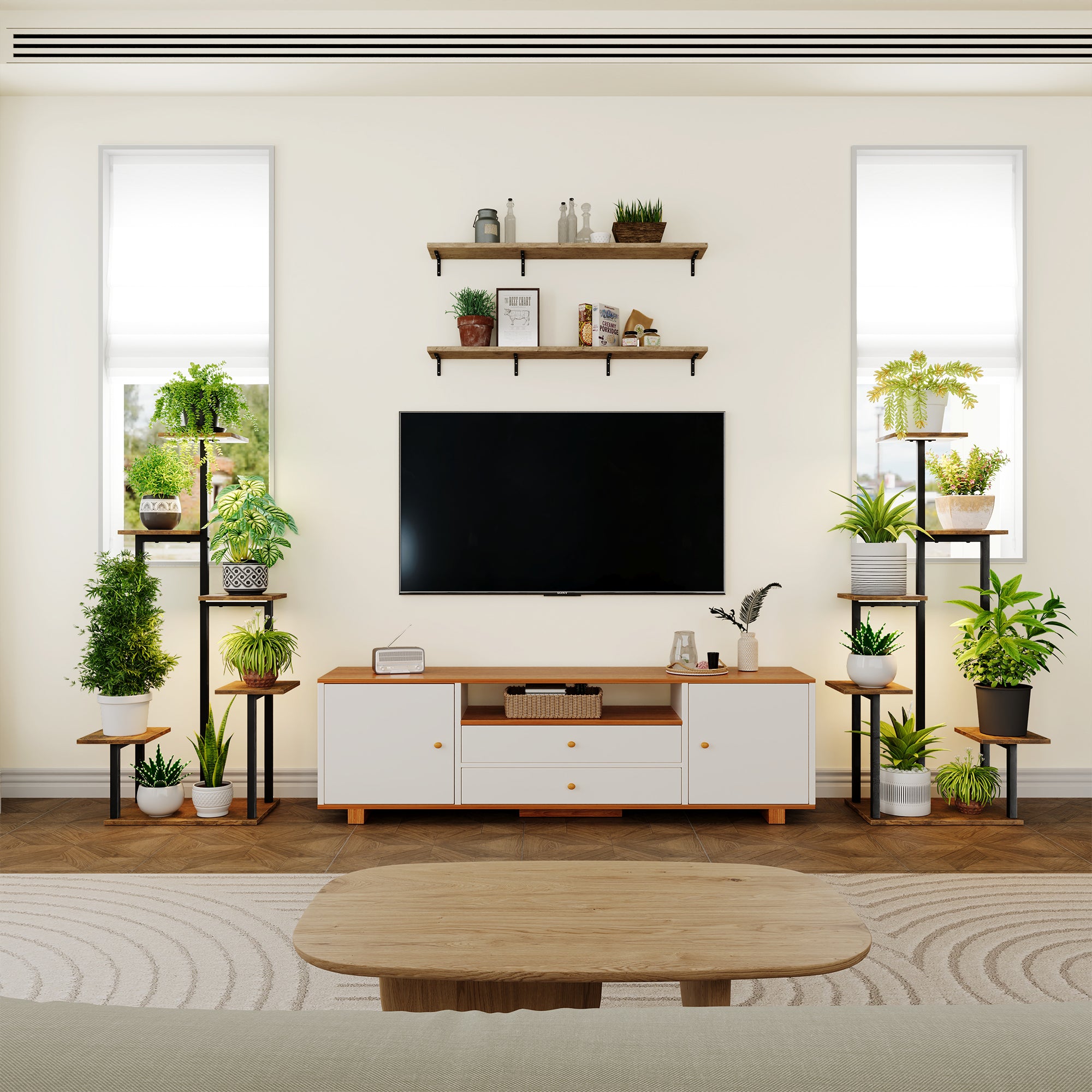 Plant Stand Indoor with Grow Lights - Tiered Corner Shelf Small Metal Lighted Flower Rack Multiple