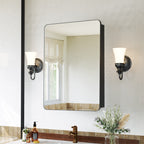 MemoCastle Recessed Medicine Cabinets for Bathroom with Mirror: 16x24 Wall Mount Mirrored Vanity Chest - 16 x 24 inch Small Storage Cabinet with Adjustable Shelves - Matte Black Frame