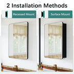 MemoCastle Recessed Medicine Cabinets for Bathroom with Mirror: 16x24 Wall Mount Mirrored Vanity Chest - 16 x 24 inch Small Storage Cabinet with Adjustable Shelves - Matte Black Frame