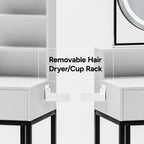 Small Vanity Desk with Mirror for Bedroom: Compact Makeup Table Set with Lights - 31.5 inch White Dresser Vanities with Chair for Girls