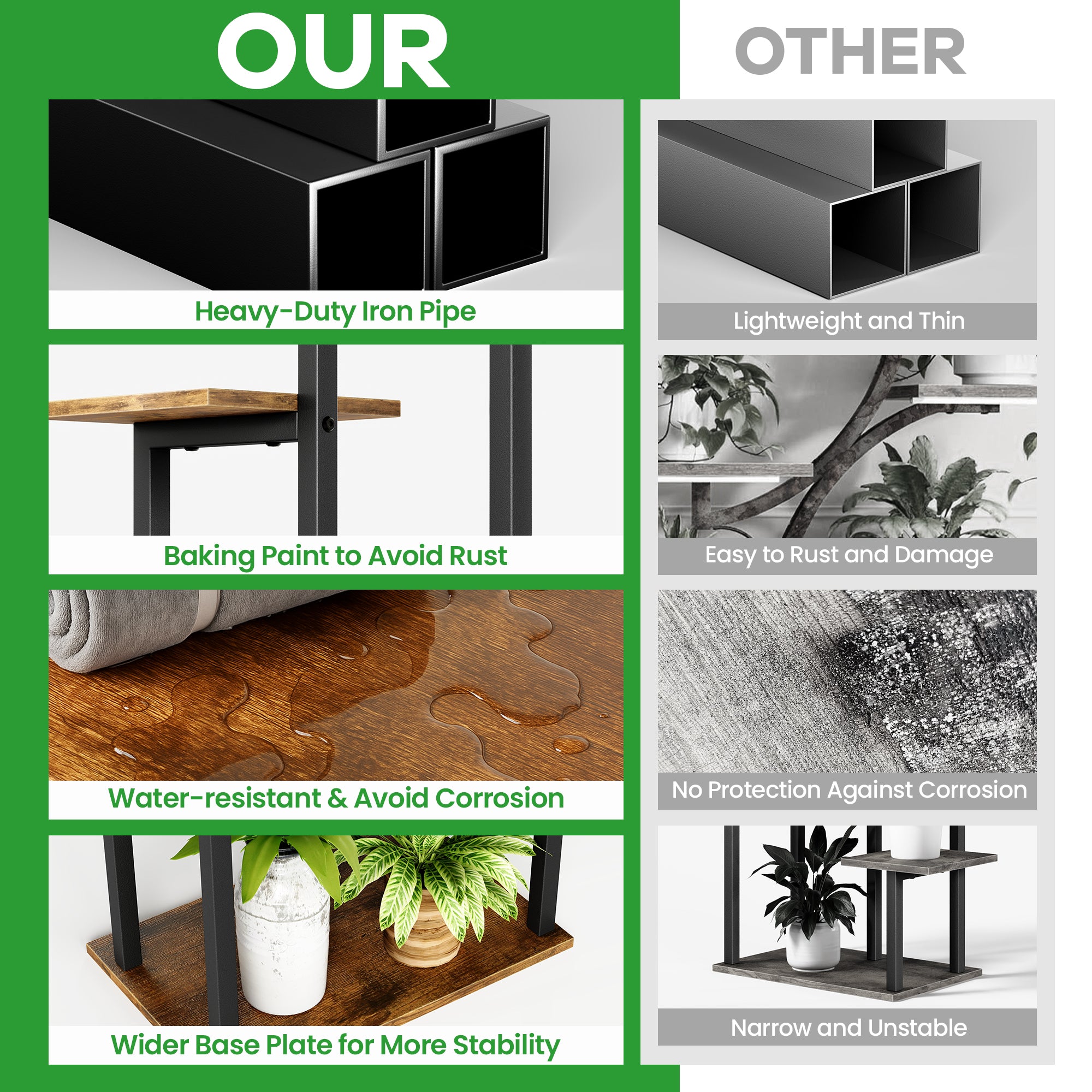 Plant Stand Indoor with Grow Lights - Tiered Corner Shelf Small Metal Lighted Flower Rack Multiple