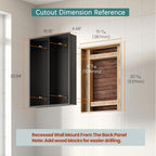 MemoCastle Recessed Medicine Cabinets for Bathroom with Mirror: 16x24 Wall Mount Mirrored Vanity Chest - 16 x 24 inch Small Storage Cabinet with Adjustable Shelves - Matte Black Frame